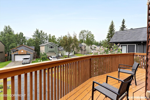 19111 Sarichef Loop, Eagle River, AK 99577 - wooden deck with a residential view and a detached garage
