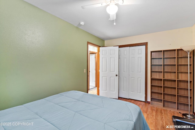19111 Sarichef Loop, Eagle River, AK 99577 - bedroom featuring light wood finished floors, a closet, and ceiling fan
