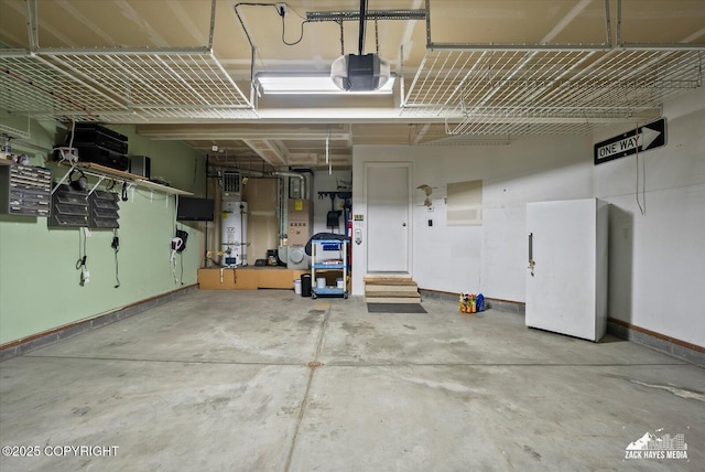 8041 Northwind Ave, Anchorage, AK 99504 - garage with a garage door opener, water heater, and baseboards