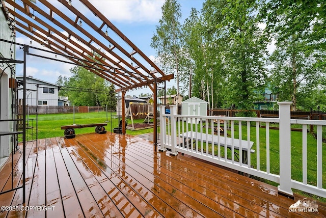 8041 Northwind Ave, Anchorage, AK 99504 - wooden terrace with a pergola