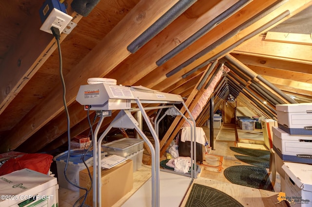 view of unfinished attic