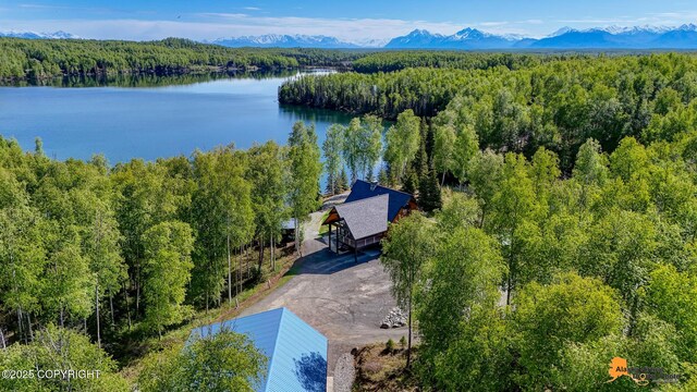 6517 S Becky Ln, Wasilla, AK 99652 - bird's eye view of a heavily wooded area and a water and mountain view