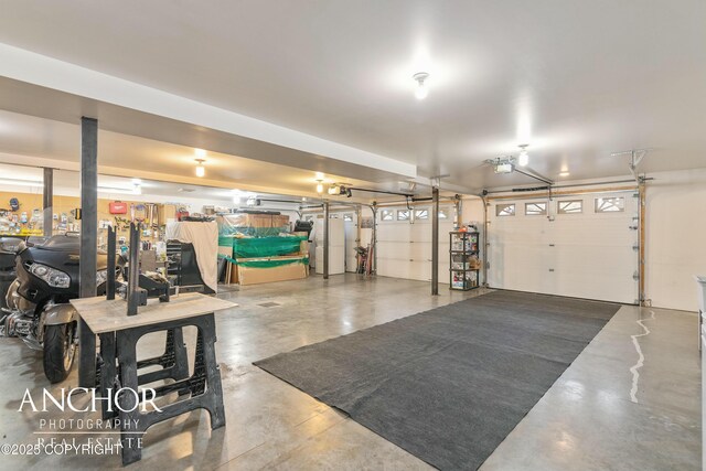 garage with a garage door opener