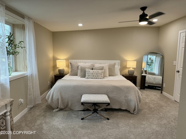 140 Standard Dr, Kenai, AK 99611 - carpeted bedroom featuring multiple windows, baseboards, recessed lighting, and a ceiling fan