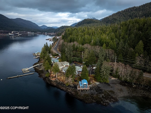 5751 N Tongass Hwy, Ketchikan, AK 99901 - drone / aerial view featuring a view of trees and a water and mountain view
