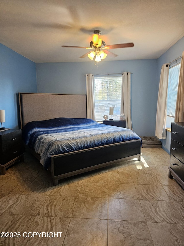 bedroom featuring a ceiling fan