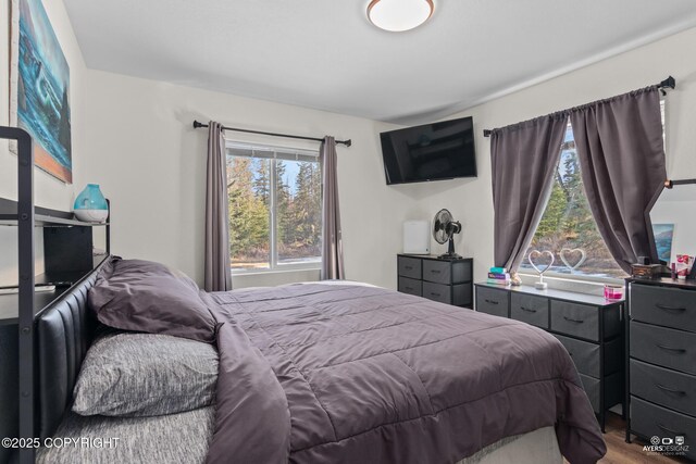 bedroom featuring wood finished floors