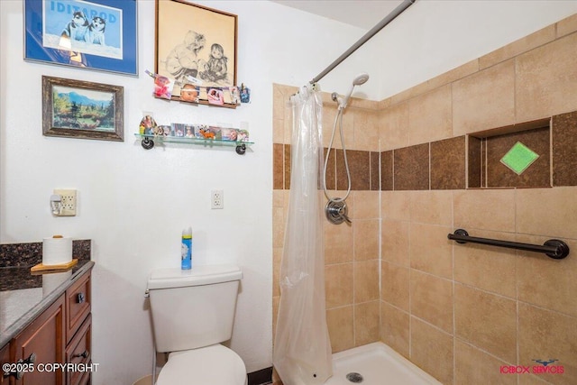 16500 E Smith Rd, Palmer, AK 99645 - bathroom with toilet, a shower stall, and vanity