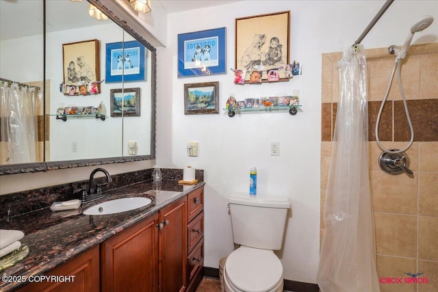 16500 E Smith Rd, Palmer, AK 99645 - full bathroom with vanity, a tile shower, and toilet