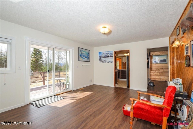 16500 E Smith Rd, Palmer, AK 99645 - living area featuring baseboards, a textured ceiling, and wood finished floors
