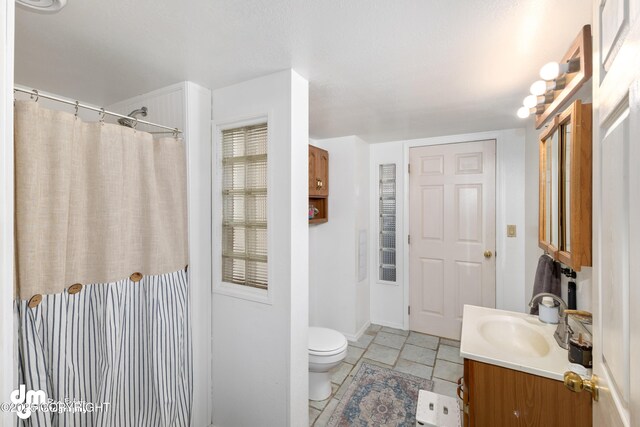 65265 Knob Hill Rd, Anchor Point, AK 99556 - bathroom with toilet, curtained shower, and vanity