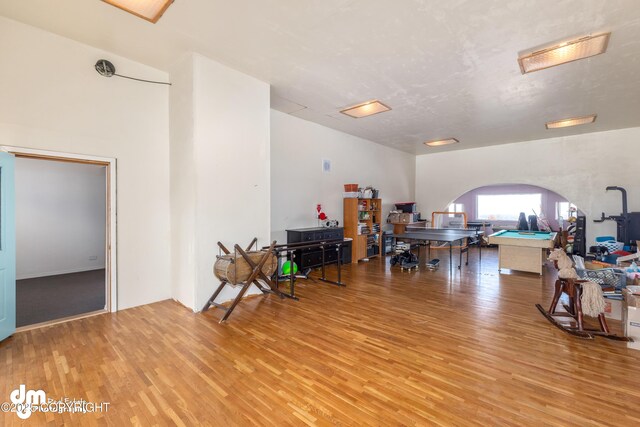 65265 Knob Hill Rd, Anchor Point, AK 99556 - misc room featuring arched walkways and light wood-style floors