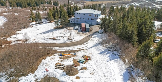 65265 Knob Hill Rd, Anchor Point, AK 99556 - snowy aerial view featuring a view of trees