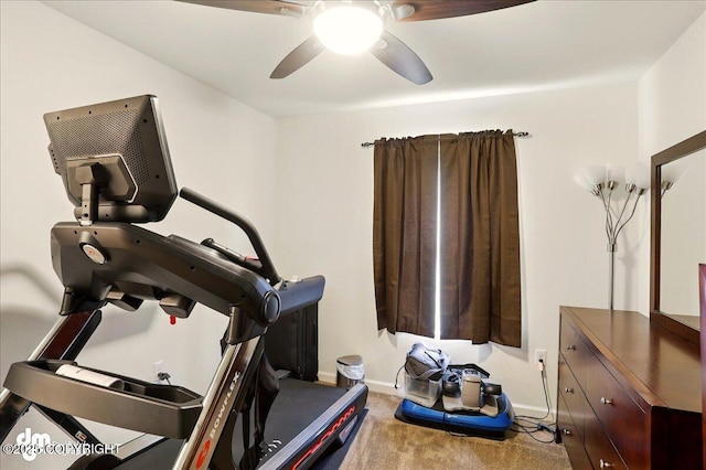 3762-3768 S Lansing Rd, Wasilla, AK 99654 - exercise room with carpet floors, ceiling fan, and baseboards