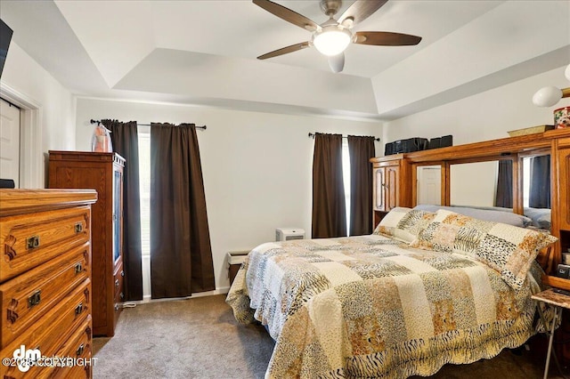 3762-3768 S Lansing Rd, Wasilla, AK 99654 - bedroom featuring a tray ceiling, carpet flooring, ceiling fan, and baseboards