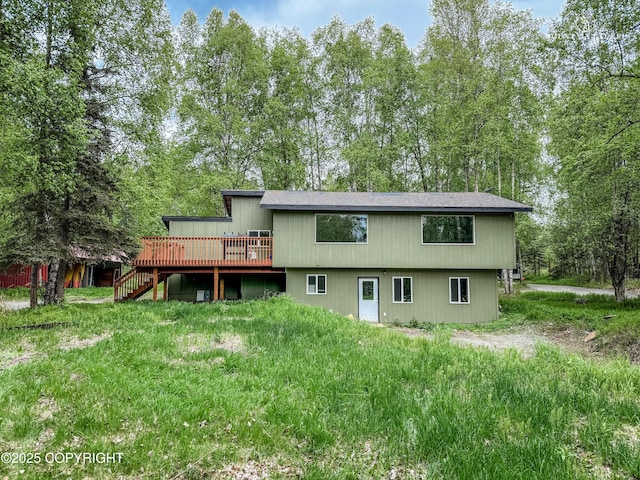 8747 S Twilight Dr, Wasilla, AK 99623 - rear view of property featuring stairs and a deck