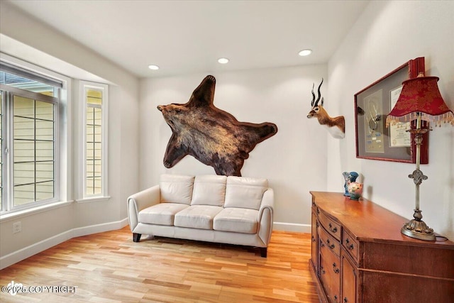 3361 N Inspiration Loop, Wasilla, AK 99654 - sitting room with healthy amount of natural light, light wood-style floors, baseboards, and recessed lighting