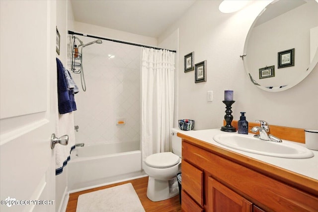 3361 N Inspiration Loop, Wasilla, AK 99654 - bathroom with vanity, wood finished floors, shower / tub combo, and toilet