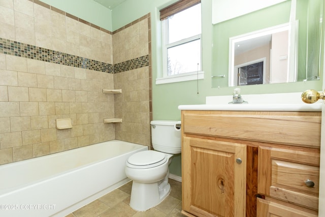 10127 Crest View Ln, Eagle River, AK 99577 - full bathroom featuring tile patterned flooring, toilet, shower / tub combination, and vanity