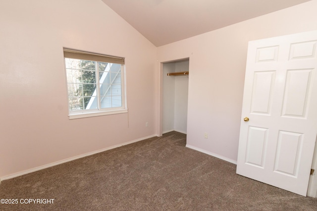 10127 Crest View Ln, Eagle River, AK 99577 - unfurnished bedroom featuring baseboards, carpet, and lofted ceiling