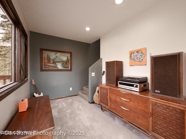 11730 Broadwater Dr, Eagle River, AK 99577 - office area featuring light colored carpet, recessed lighting, and baseboards