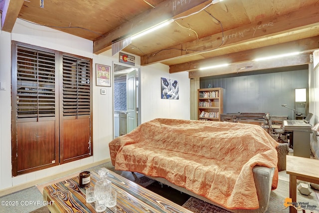4303 E 3rd Ave, Anchorage, AK 99508 - bedroom featuring wood ceiling and beamed ceiling