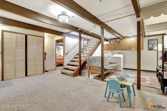 4303 E 3rd Ave, Anchorage, AK 99508 - finished below grade area featuring independent washer and dryer, baseboards, and stairs