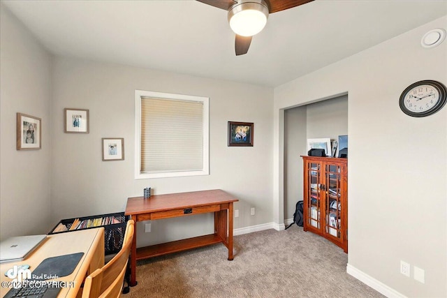 47366 Winridge Ave, Kenai, AK 99611 - office area featuring a ceiling fan, carpet flooring, and baseboards