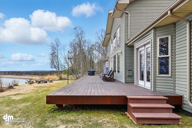 47366 Winridge Ave, Kenai, AK 99611 - deck with a water view and a lawn