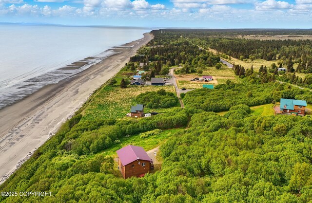 22045 Becharof Cir, Kasilof, AK 99610 - drone / aerial view of a heavily wooded area and a large body of water