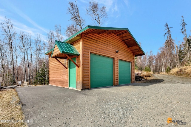 view of detached garage