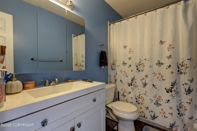 3550 Kachemak Cir, Anchorage, AK 99515 - full bath featuring toilet, vanity, and a shower with curtain