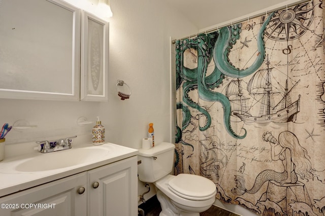 3550 Kachemak Cir, Anchorage, AK 99515 - full bathroom with vanity, toilet, and a shower with curtain