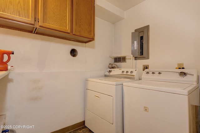 3550 Kachemak Cir, Anchorage, AK 99515 - laundry room featuring electric panel, cabinet space, and separate washer and dryer