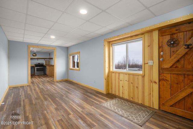 8153 Stewart Mountain Dr, Eagle River, AK 99577 - foyer featuring a drop ceiling, baseboards, wood finished floors, and recessed lighting