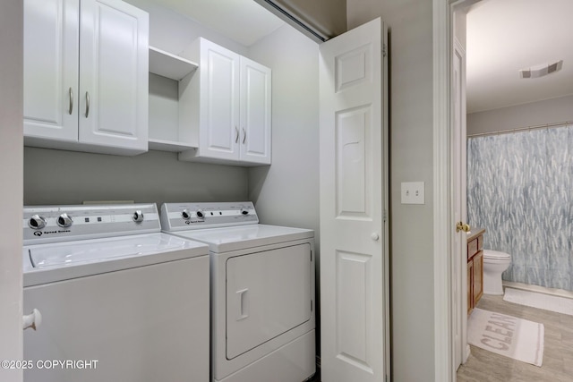 2460 Lochenshire Pl Unit 21, Anchorage, AK 99504 - washroom with cabinet space, washing machine and dryer, and wood finished floors
