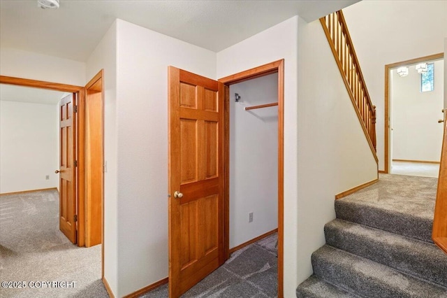 22309 Knik Vista St, Chugiak, AK 99567 - staircase featuring carpet floors and baseboards