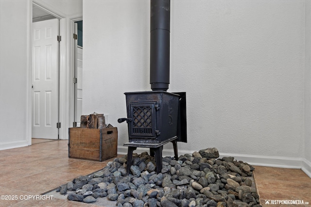 1602 Richardson Dr, Anchorage, AK 99504 - detailed view of a wood stove and a textured wall