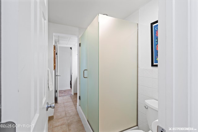 1602 Richardson Dr, Anchorage, AK 99504 - full bath with tile patterned flooring, a shower stall, and tile walls