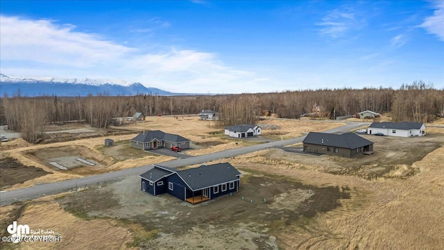 bird's eye view with a mountain view and a rural view
