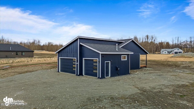 view of detached garage
