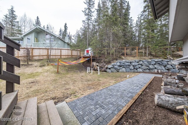 view of yard featuring fence