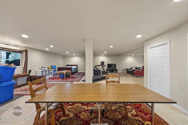 office space featuring recessed lighting
