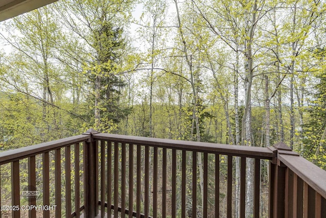 deck with a view of trees