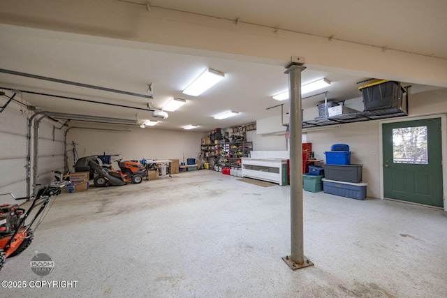 garage with a garage door opener