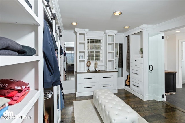 23231 Glacier View Dr, Eagle River, AK 99577 - walk in closet with dark wood finished floors