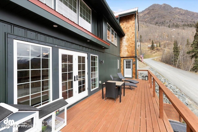23231 Glacier View Dr, Eagle River, AK 99577 - deck featuring a mountain view and french doors