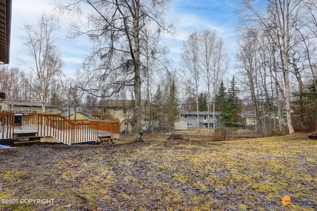 view of yard with a deck