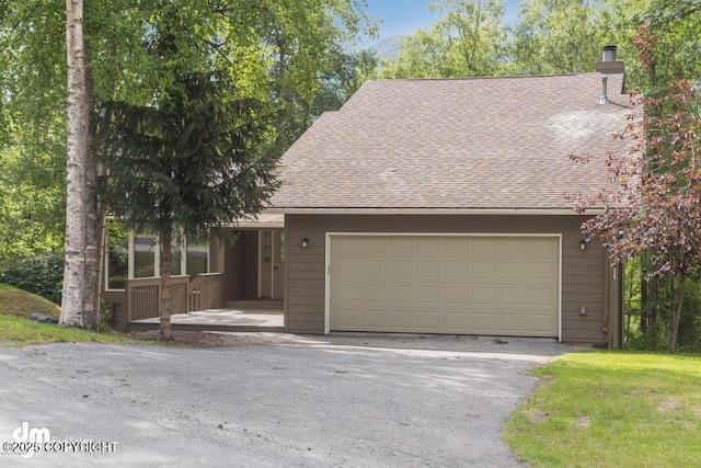 19532 Ostovia Cir, Eagle River, AK 99577 - ranch-style house featuring roof with shingles, driveway, and a chimney