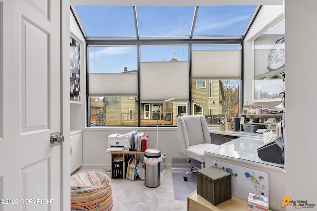 carpeted office with baseboards and plenty of natural light